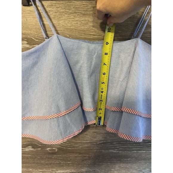 English Factory Ruffle layered Crop top Sz Small Blue Cropped - Picture 3 of 7